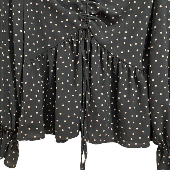 Asos Black Polka Dot Blouse Sz 6 - Picture 4 of 11